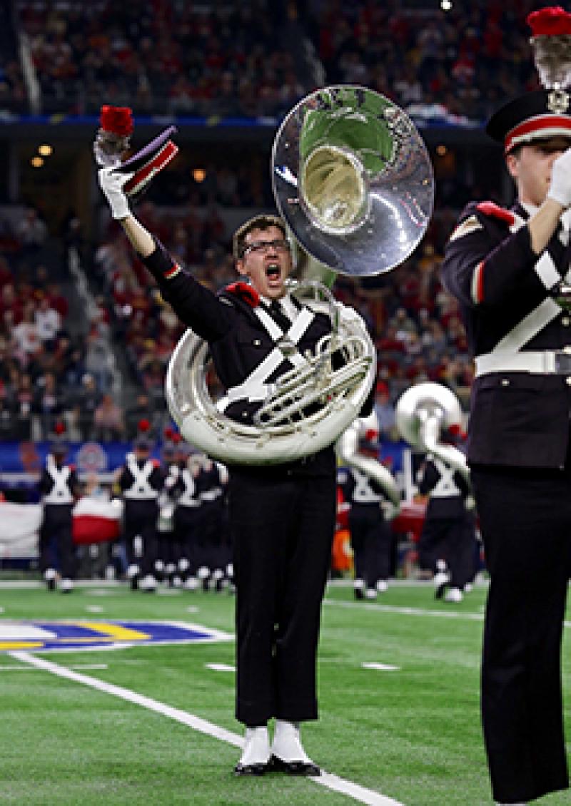 photo of Matthew Heard dotting the i at the 2017 Cotton Bowl