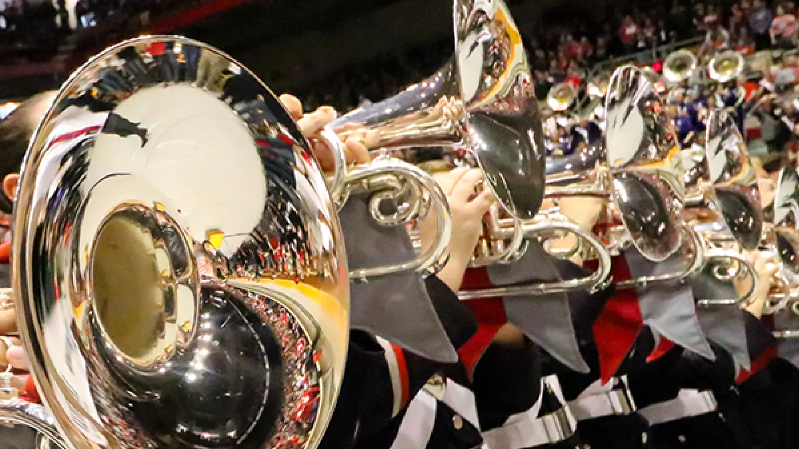Marching Band students performing at Skull Session