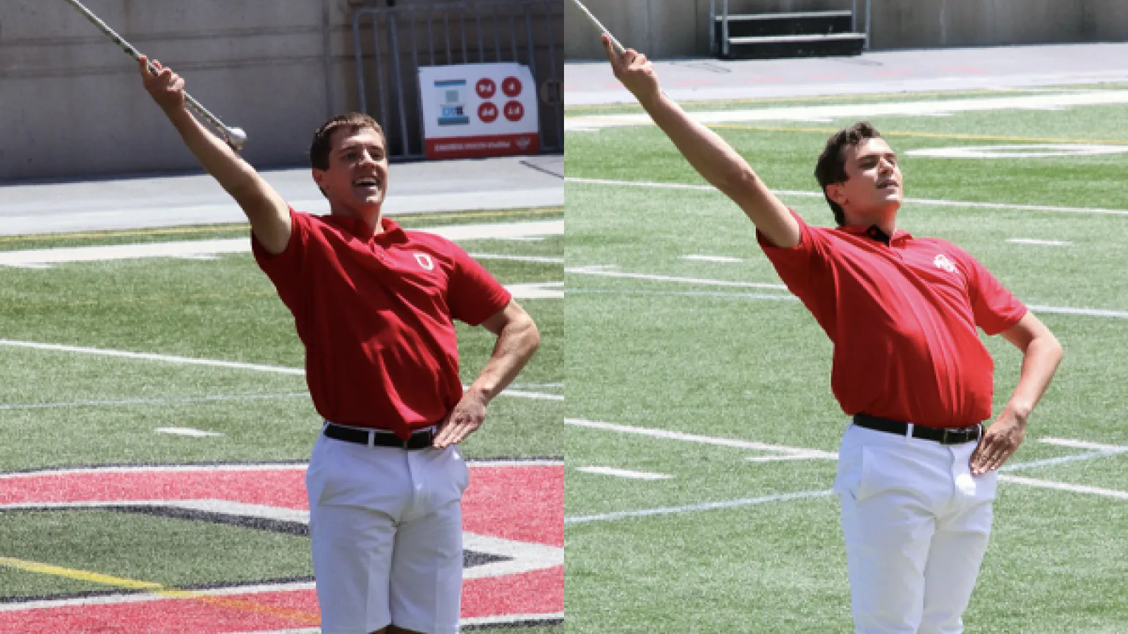 Austin Bowman (left) and Dalton Cararo at the 2021 Drum Major tryouts