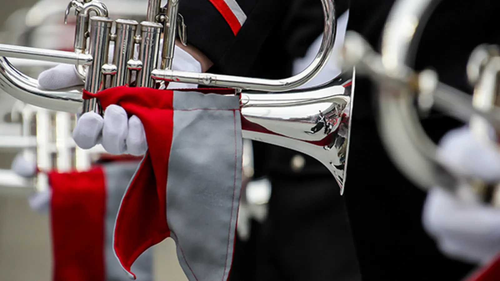 Band member holding a trumpet