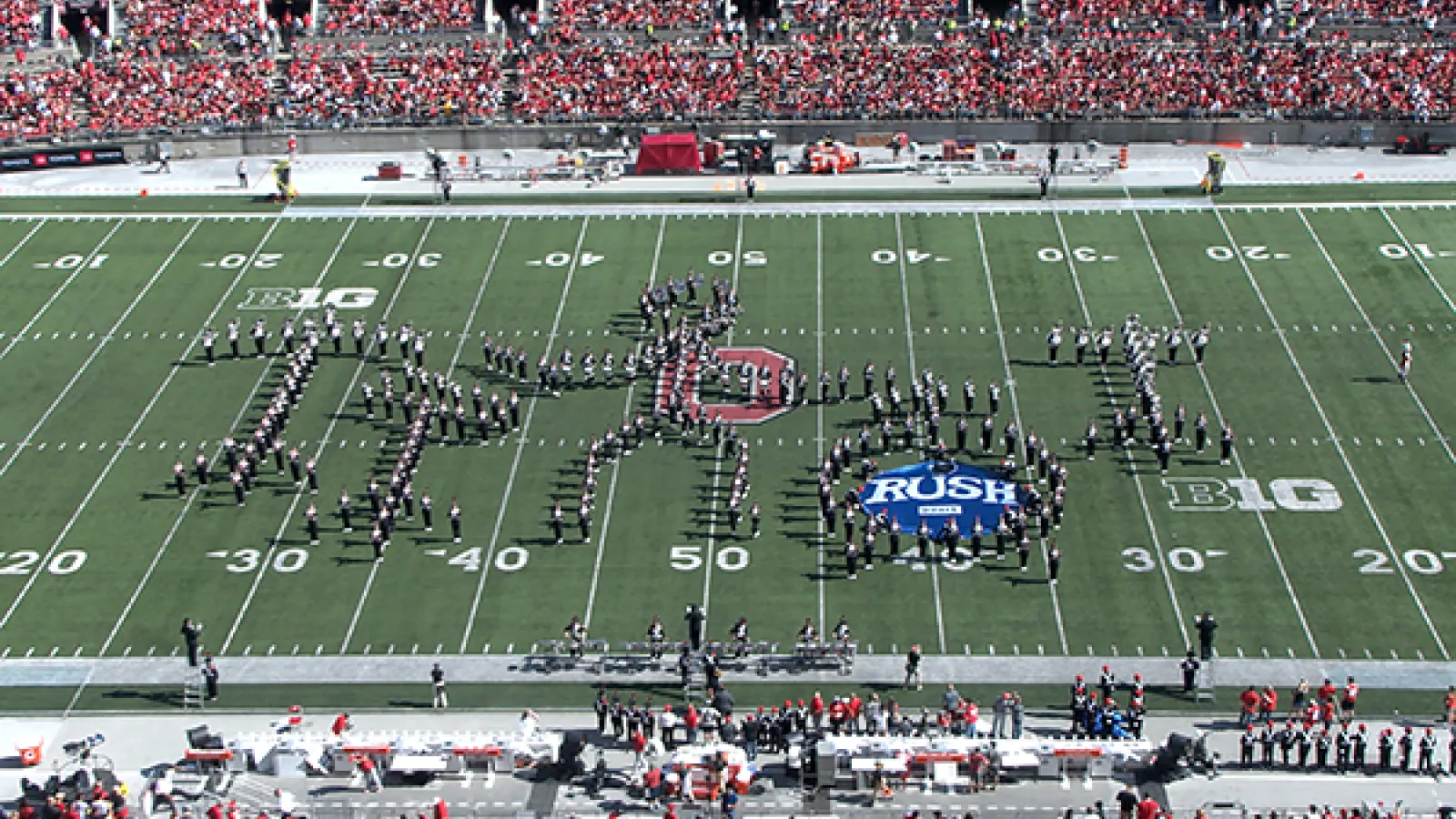 Marching band in a drummer formation