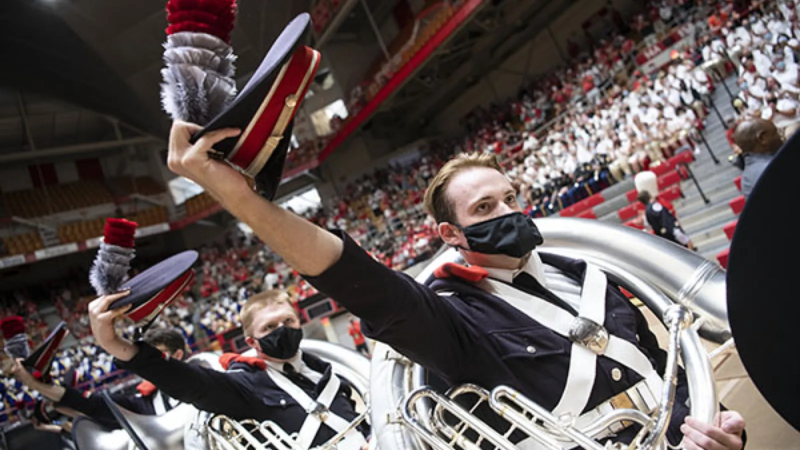 Sousaphone player performing at Skull Session