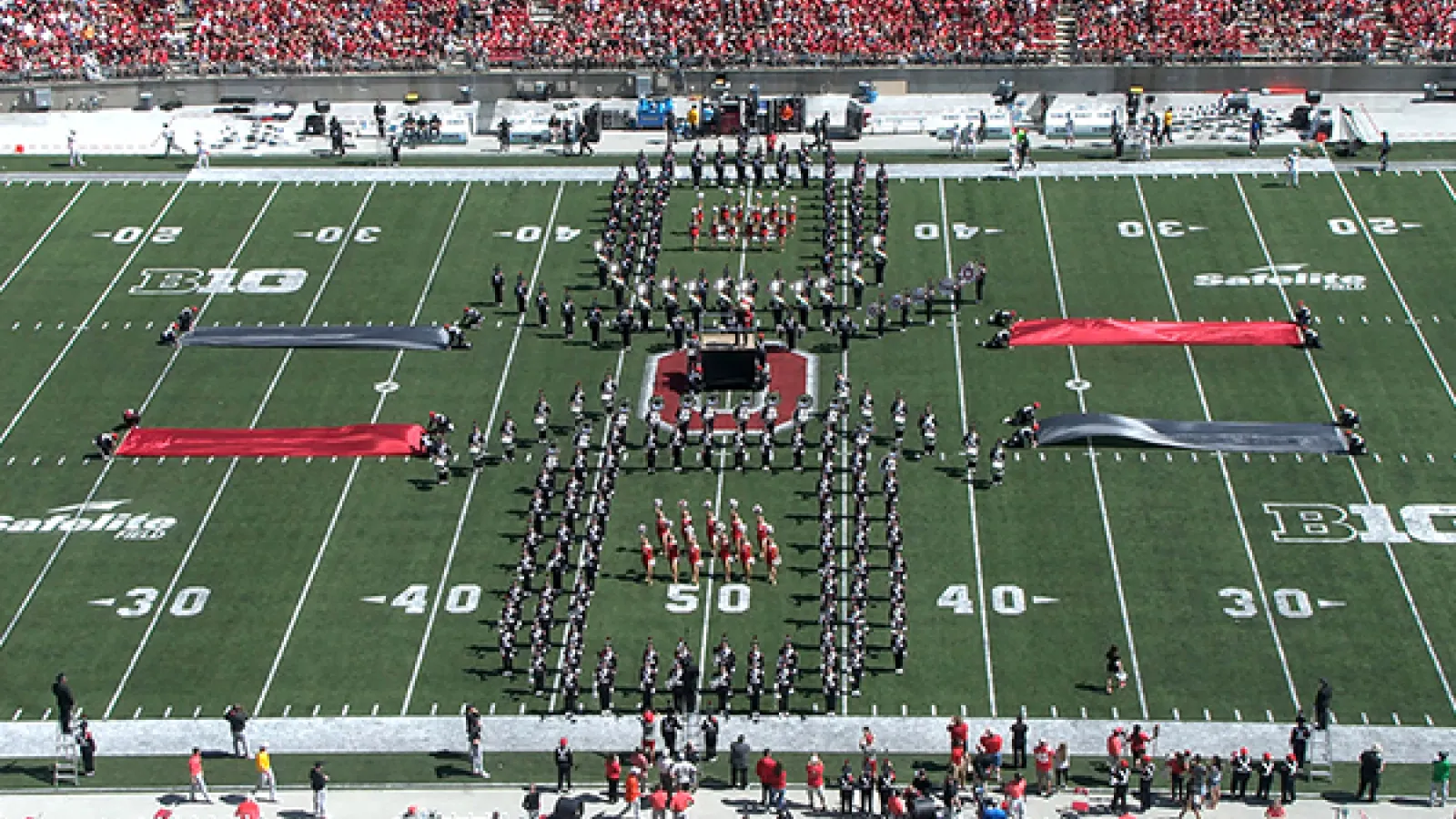 The Ohio State University Marching Band performs its Stadium Karaoke halftime show