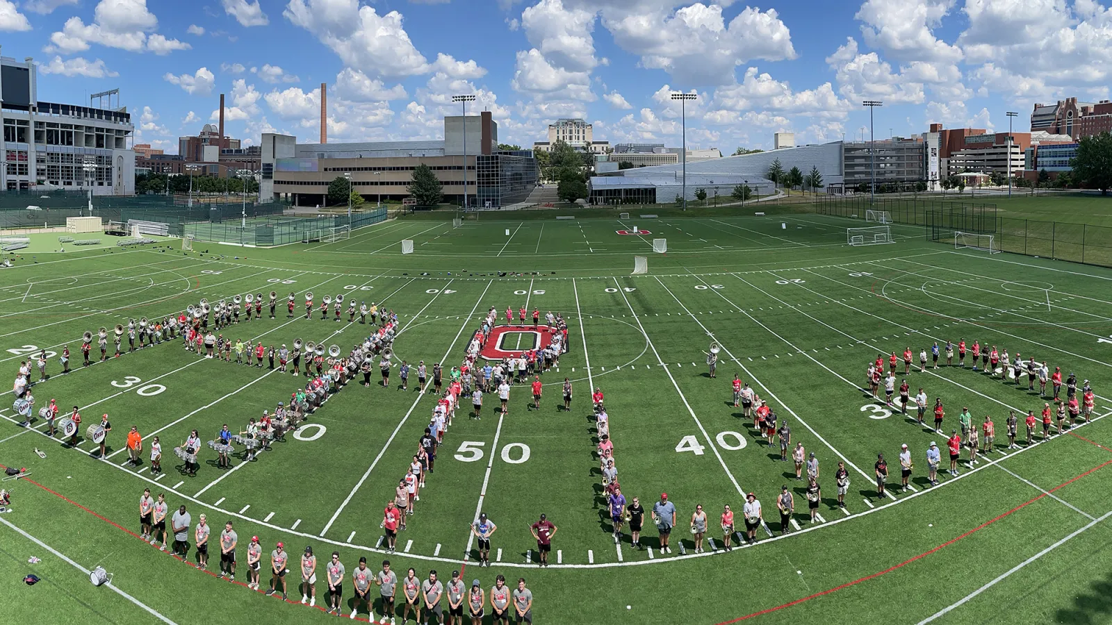 Students performing Script Ohio