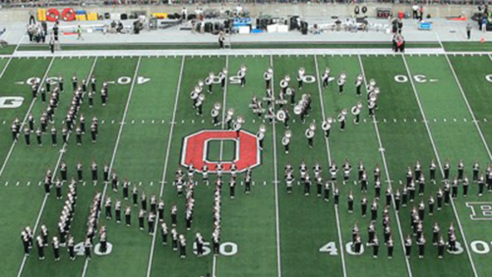 photo of band in I Love New York formation