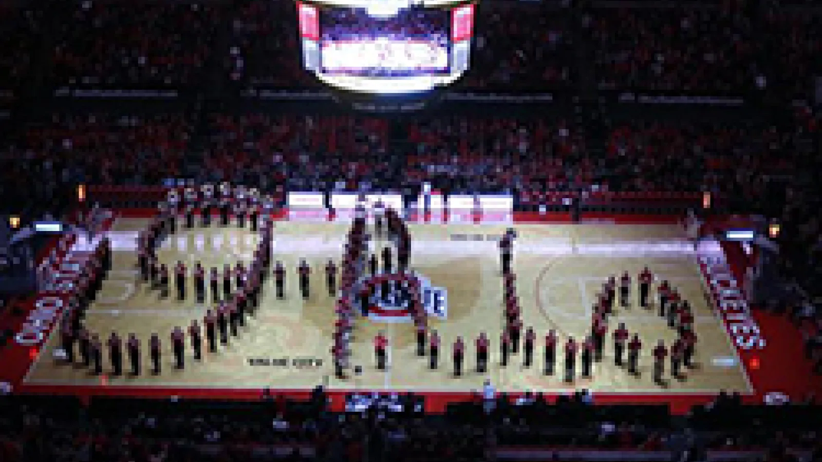 Script Ohio performed on the court at the Schottenstein Center