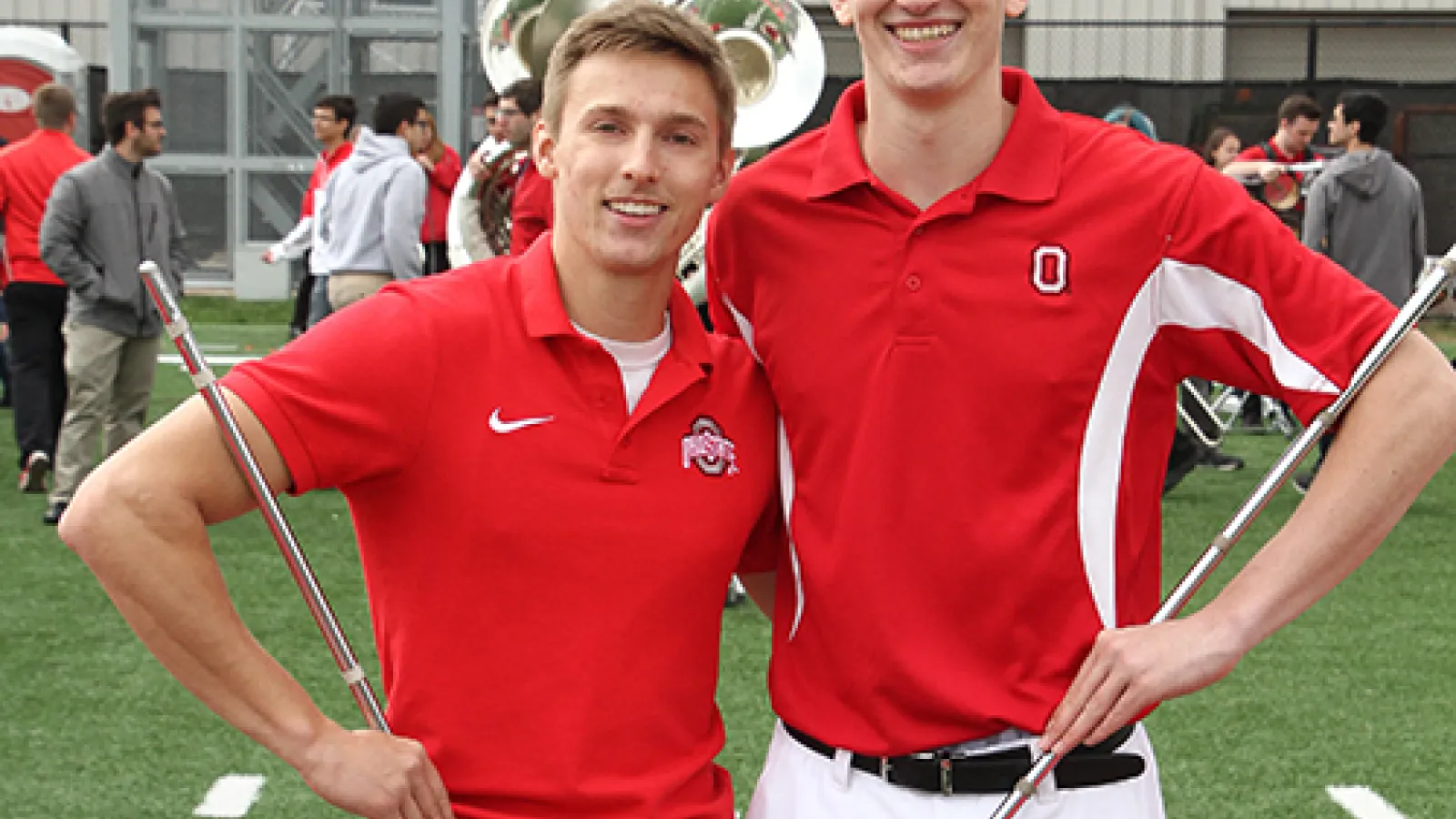 photo of John LaVange and Konner Barr after 2017 drum major tryouts