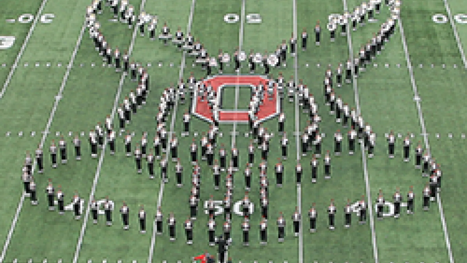 TBDBITL forms Bugs Bunny's face at halftime of the Penn State game on Nov. 23, 2019
