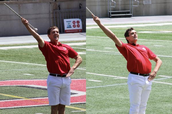 Austin Bowman (left) and Dalton Cararo at the 2021 Drum Major tryouts