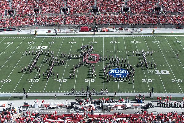 Marching band in a drummer formation