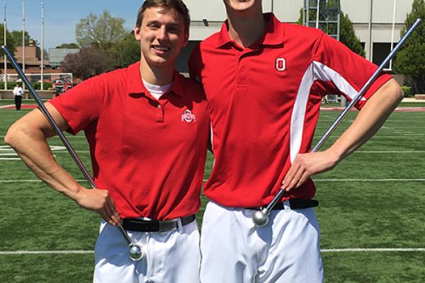 Drum majors John LaVange and Konner Barr