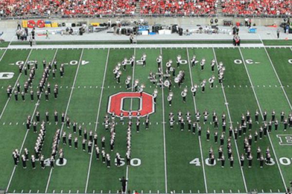 photo of band in I Love New York formation