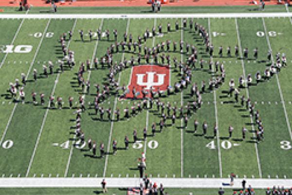 Indiana Halftime Show 2019 TBDBITL forms a flower at Memorial Stadium in Indiana