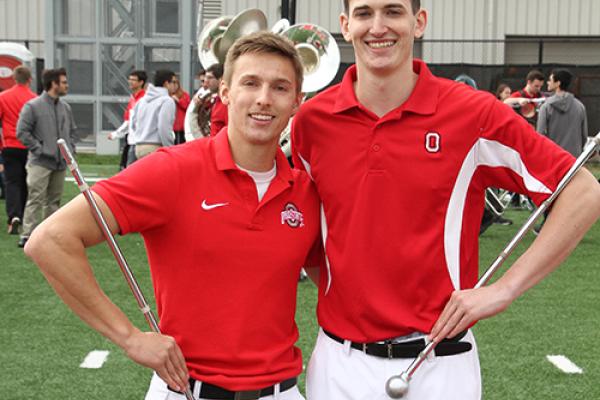 John LaVange (left) and Konner Barr (right) photo of John LaVange and Konner Barr after 2017 drum major tryouts