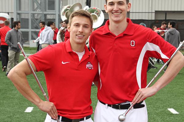 photo of John LaVange and Konner Barr after 2017 drum major tryouts