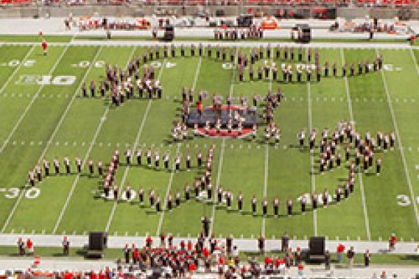 TBDBITL formation with Ohio silhouette and shooting star