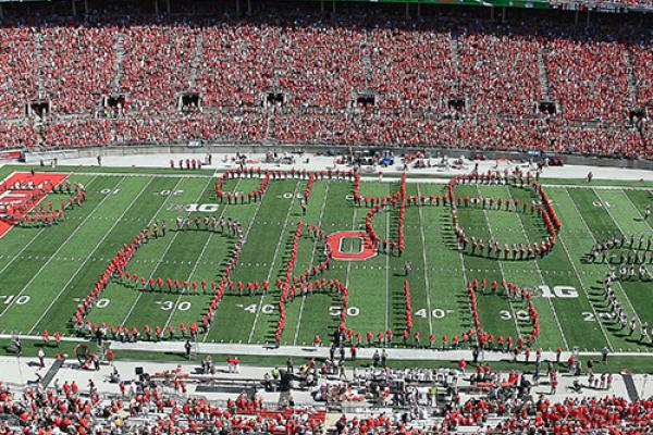 photo of Script Ohio at alumni reunion